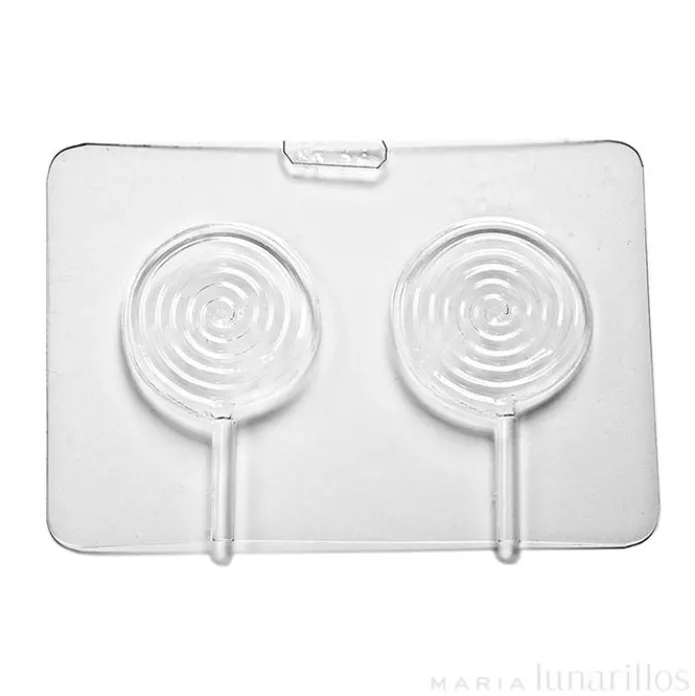 Molde para chocolate 2 bombones Piruletas con espiral