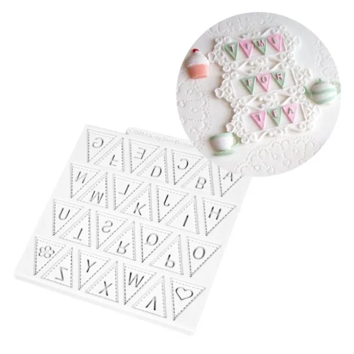 Molde para fondant Bunting Alphabet - Katy Sue Designs