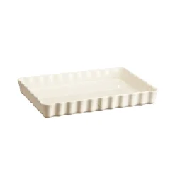Molde rectangular ondulado crema 33 x 23 x 4,5 cm - Cerámica - Emile Henry