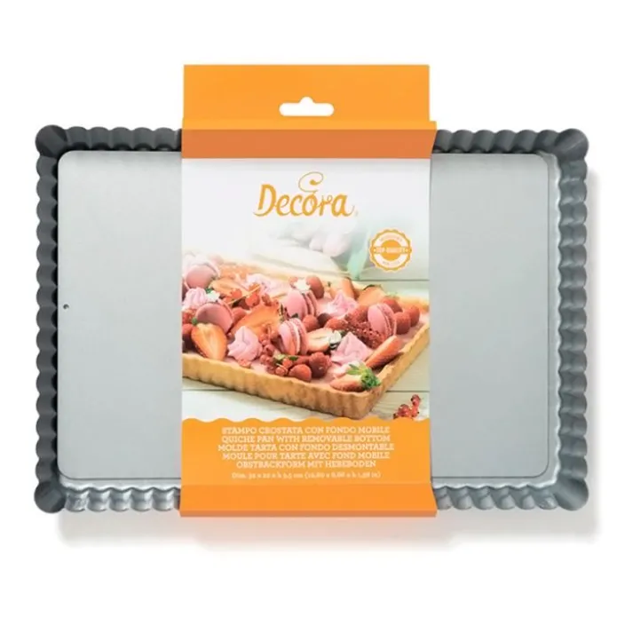 Molde rectangular rizado para quiche con base extraíble 32 cm - Decora