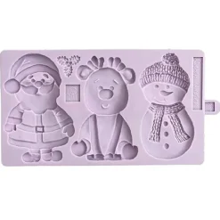 Molde silicona para fondant Papá Noel, reno y muñeco de nieve - Karen Davies