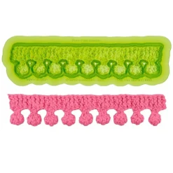 Molde silicona para fondant Tejido borde de pompones - Marvelous
