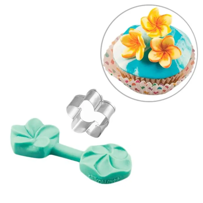 Molde y cortador para fondant flor Frangipani - Silikomart