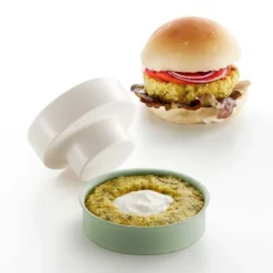 Molde y prensador Veggie Burger verde - Silicona - Lékué