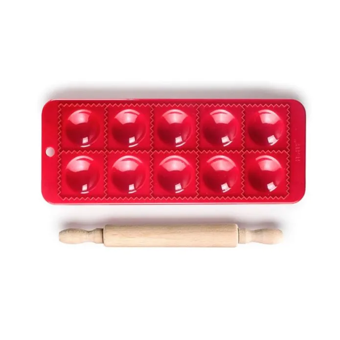 Molde y rodillo de madera para raviolis redondos - Ibili