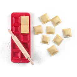Molde y rodillo de madera para raviolis cuadrados - Ibili