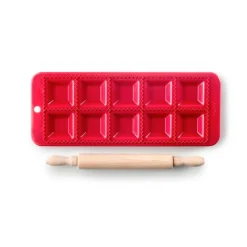Molde y rodillo de madera para raviolis cuadrados - Ibili