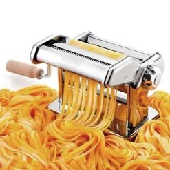 Máquina de pasta manual con mango de madera - Acero inoxidable - Imperia