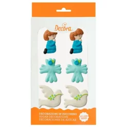 Niños, palomas y flores de azúcar Comunión azul (6) - Decora
