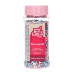 Nonpareils rojo, blanco y azul 80 g - Funcakes