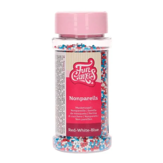 Nonpareils rojo, blanco y azul 80 g - Funcakes
