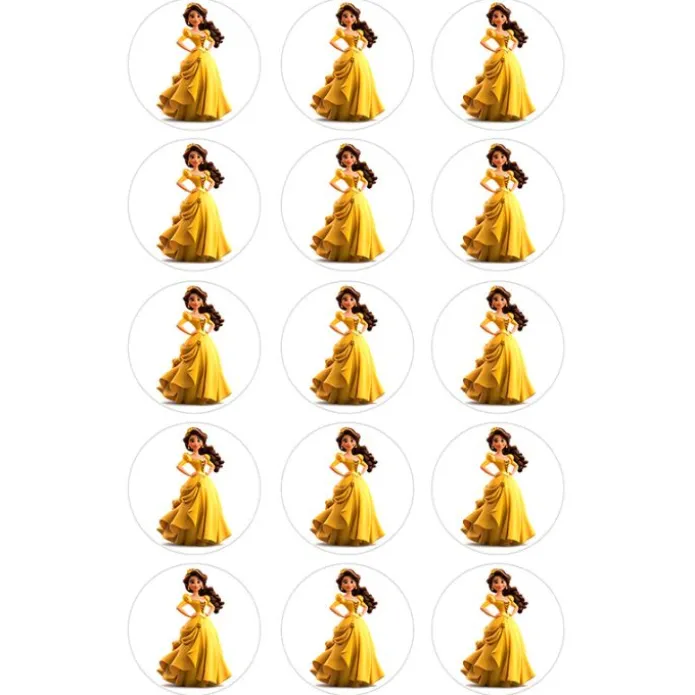 Oblea de la princesa Bella - 5 cm (15) - María Lunarillos