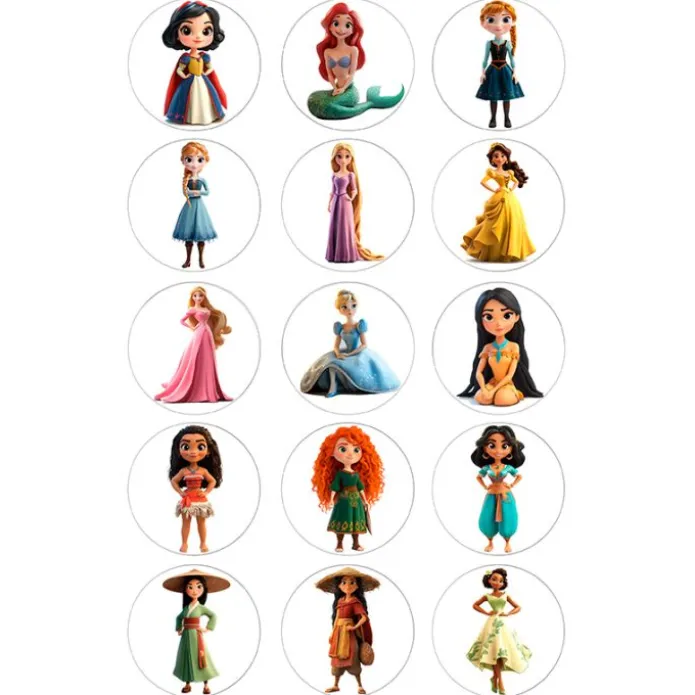 Oblea de las Princesas Disney - 5 cm (15) - María Lunarillos
