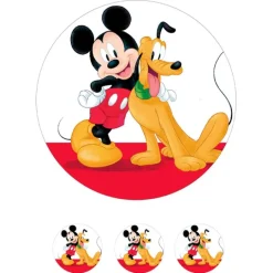 Oblea de Mickey Mouse y Pluto - 20 cm - María Lunarillos