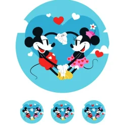 Oblea de Mickey y Minnie corazón - 20 cm - María Lunarillos