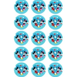 Oblea de Mickey y Minnie corazón - 5 cm (15) - María Lunarillos