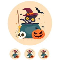Oblea Gato Halloween - 20 cm - María Lunarillos