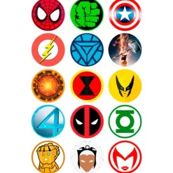 Oblea Logos Superhéroes 5 cm (15) - María Lunarillos