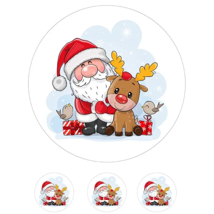 Oblea Papá Noel y Reno - 20 cm - María Lunarillos
