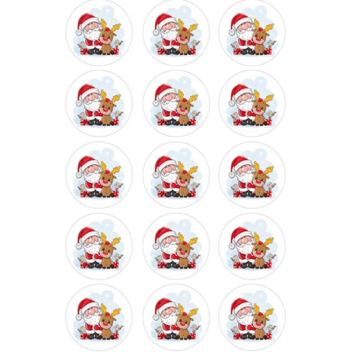 Oblea Papá Noel y Reno - 5 cm (15) - María Lunarillos