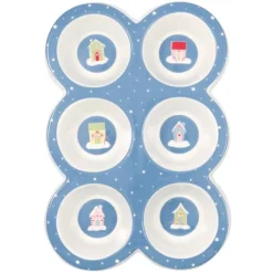 Pack con molde, plato, paño y servilleta - Laura Home Christmas Dusty Blue - Greengate