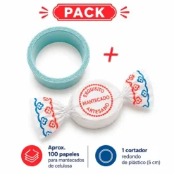 Pack cortador y 100 papeles para mantecados