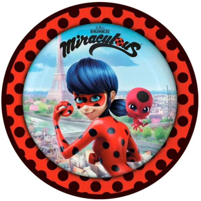 Pack de fiesta: 20 servilletas, 8 platos, 8 vasos y 6 globos - Ladybug