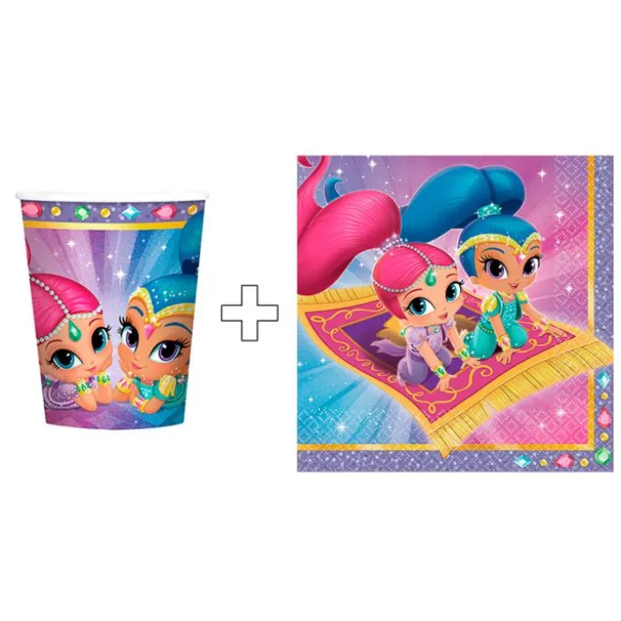 Pack de fiesta: 16 servilletas y 16 vasos - Shimmer & Shine