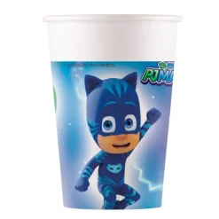 Pack de fiesta: 16 vasos, 20 servilletas, 50 cápsulas y 2 guirnaldas - PJ Masks