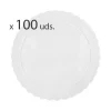 Pack 100 Platos redondos ondulados blancos 25 cm