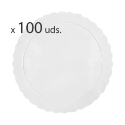 Pack 100 Platos redondos ondulados blancos 25 cm