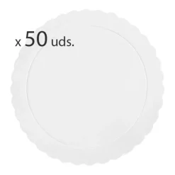 Pack 50 Platos redondos ondulados blancos 30 cm