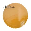 Pack 100 Platos redondos ondulados dorados 25 cm