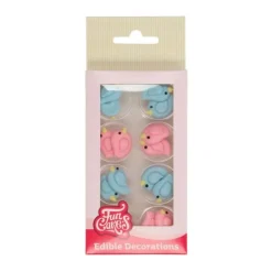 Pajaritos azules y rosas de azúcar (16) - Sin gluten - Funcakes