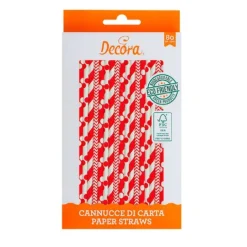 Pajitas de papel blancas y rojas lunares y rayas (80) - Decora