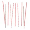 Pajitas de papel blancas y rosas lunares, rayas y estrellas (80) - Decora