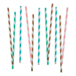 Pajitas de papel colores variados rayas (80) - Decora