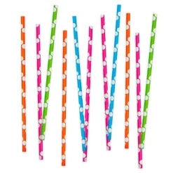 Pajitas de papel colores variados lunares (80) - Decora