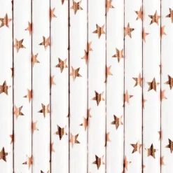 Pajitas de papel estrellas bronce metalizadas (10) - PartyDeco