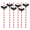 Pajitas de papel rayas rojas con murciélagos (6) - PartyDeco