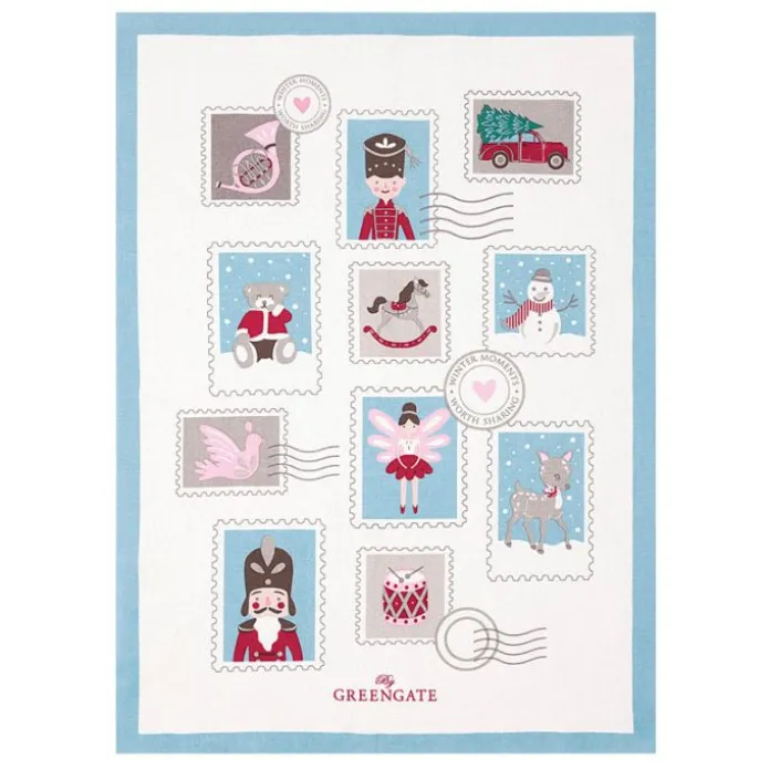 Paño de algodón grande para cocina Xmas Letter White 70 x 50 cm - GreenGate