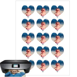 Papel de arroz fino - Corazones de 5 cm (15) - Impresión personalizada