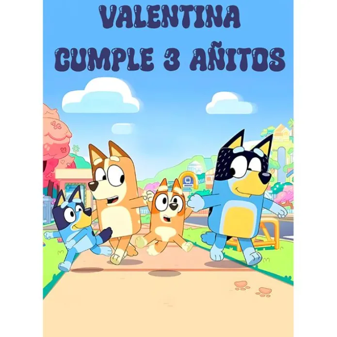 Papel de azúcar Bluey - Texto corto personalizado A4 - Impresión personalizada