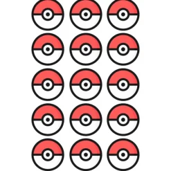 Papel de azúcar bola de Pokémon Poké Ball 5 cm (15) - María Lunarillos