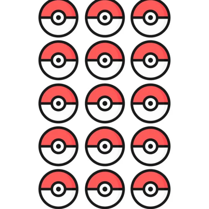 Papel de azúcar bola de Pokémon Poké Ball 5 cm (15) - María Lunarillos
