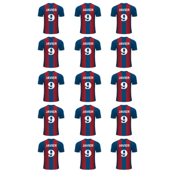 Papel de azúcar - Camiseta fútbol Barcelona nombre y número 5 cm (15) - Impresión personalizada