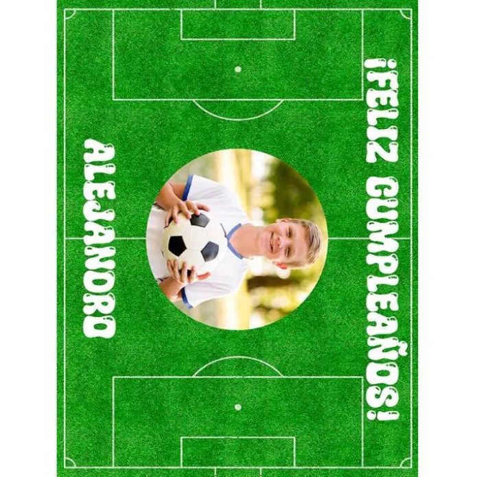 Papel de azúcar Campo de fútbol - Foto y Rótulo personalizado A4 - Impresión personalizada