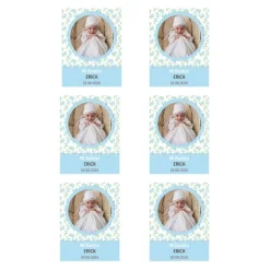 Papel de azúcar con foto, nombre y fecha personalizada - Mi Bautizo azul 6 x 8 cm (6)