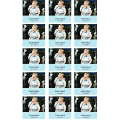 Papel de azúcar con foto, nombre y fecha personalizada cuadrado 5 cm (15) - Mi Bautizo