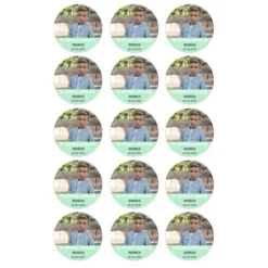 Papel de azúcar con foto, nombre y fecha personalizada círculo 5 cm (15) - Mi Primera Comunión